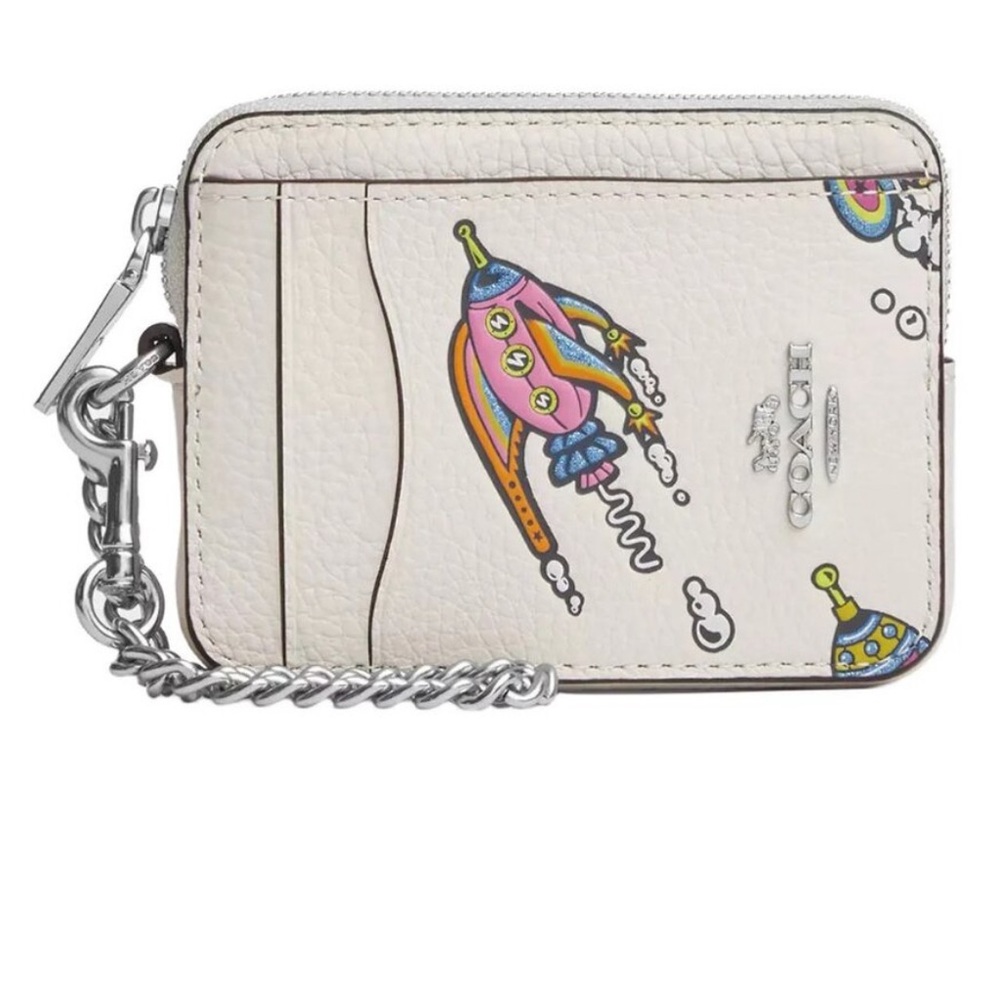 NWOT Coach Cosmic Coach Zip Card Case with Rocket